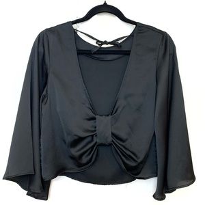 ASOS Open back bow tie top Size 4 Black color round neck